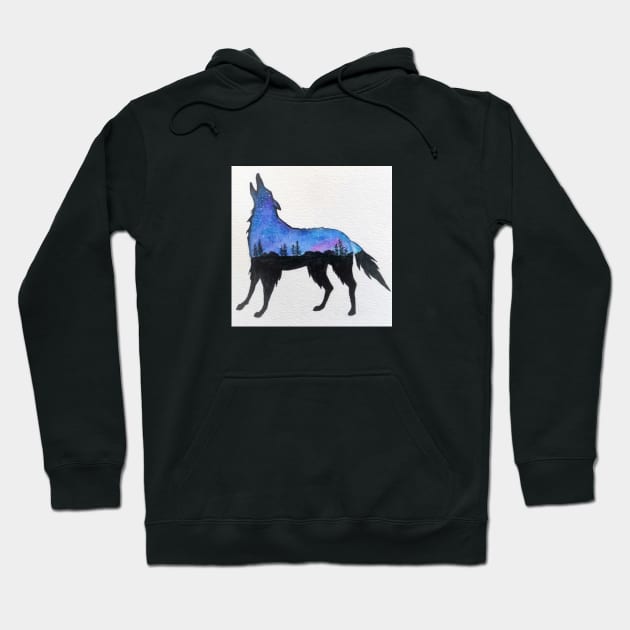 Wolf Howling In The Midnight Sky Hoodie by Tstafford